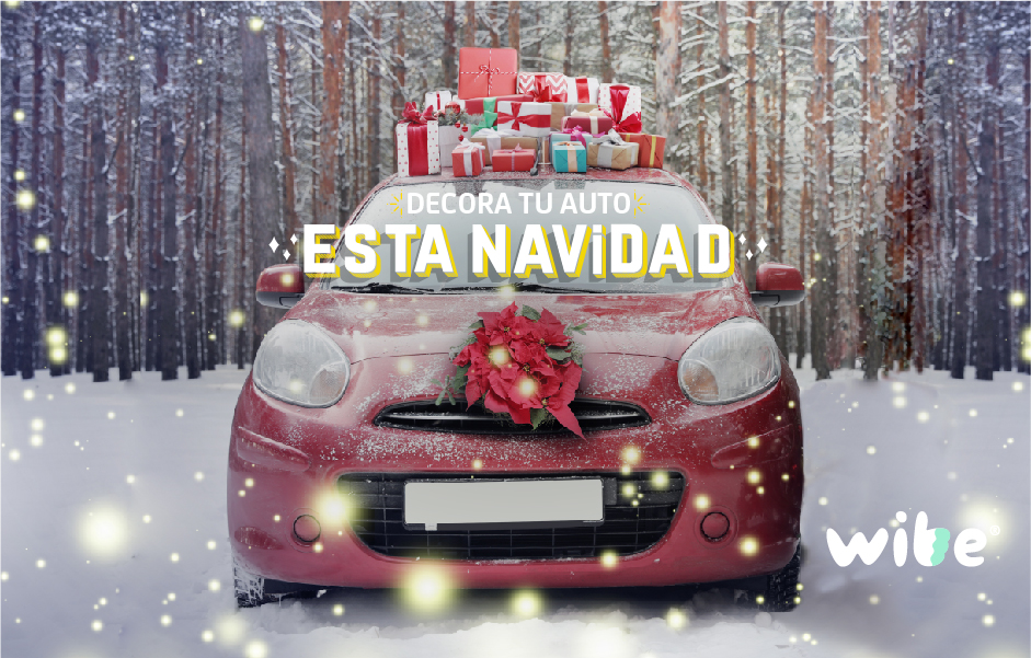 tips para decorar tu auto esta navidad, decoraciones navideñas para el auto, vinilos navideños, cuernos y nariz de reno, piernas de duende para la cajuela, marco navideño para la placa